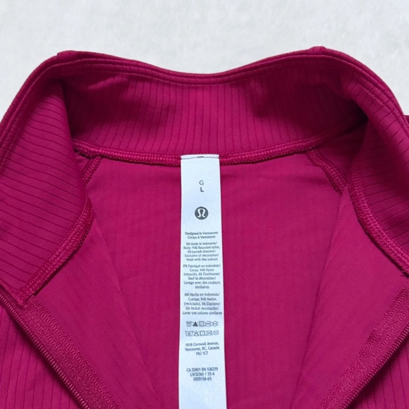 NWT Lululemon It’s Rulu™ Ribbed Cropped Half Zip – Magenta Smoke – Size L - Picture 9 of 11